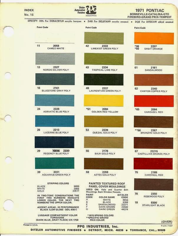 1970 Gto Color Chart