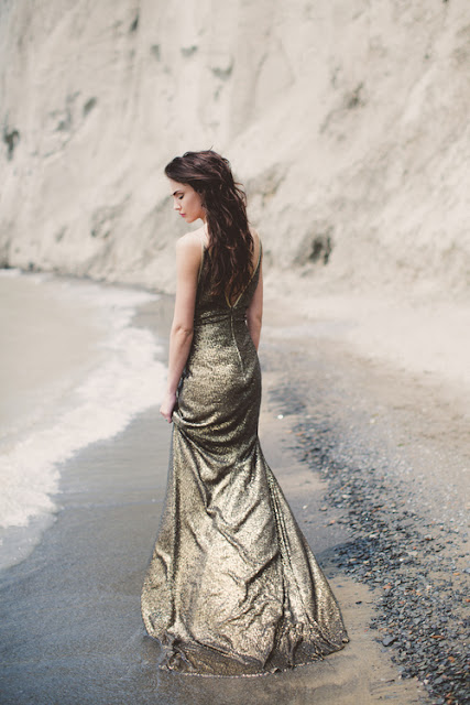 Gold sequin wedding gown