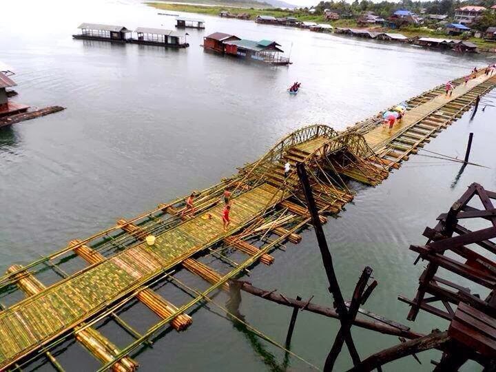 Construction Work Bamboo bridge is still the compulsion for the people