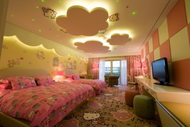 false ceiling design for kids room, suspended clouds with hidden ceiling lights