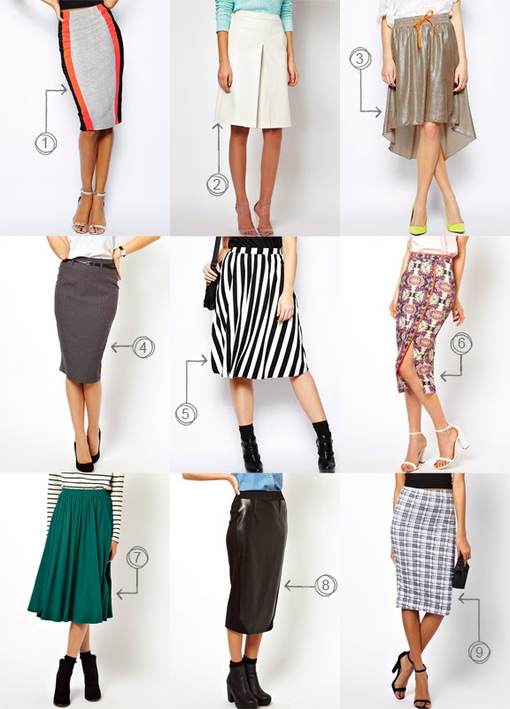 knee length skirts asos