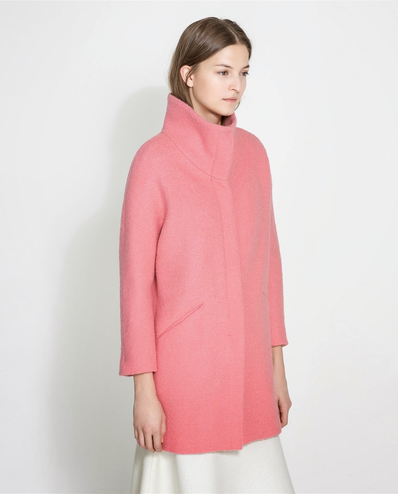 ZARA NEW COLLECTION 2014 SOLD OUT. PINK WOOL BOUCLE COAT. eBay
