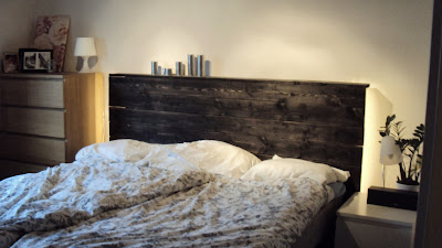 hemmabyggd diy sänggavel med inbyggd belysning