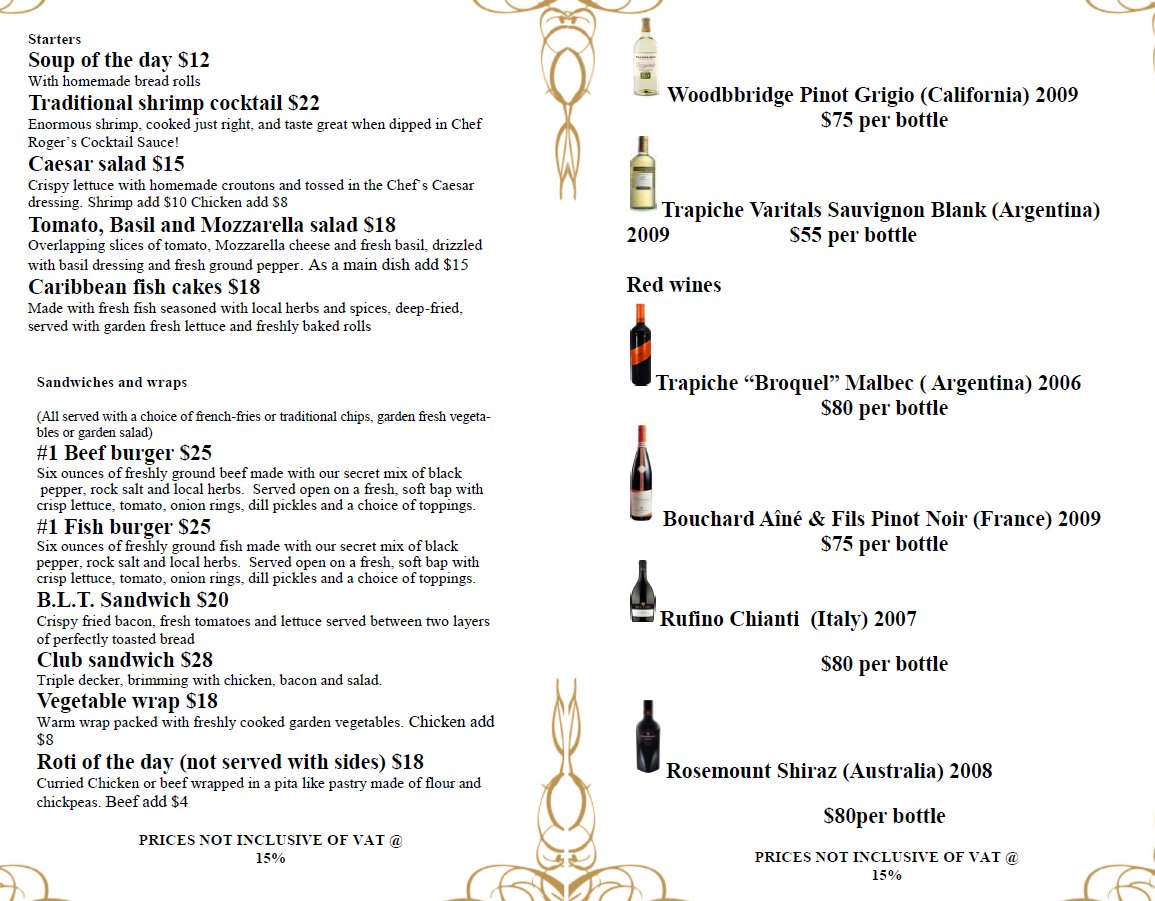 hello grenada, see you later america Prickly Bay Pizza Menu