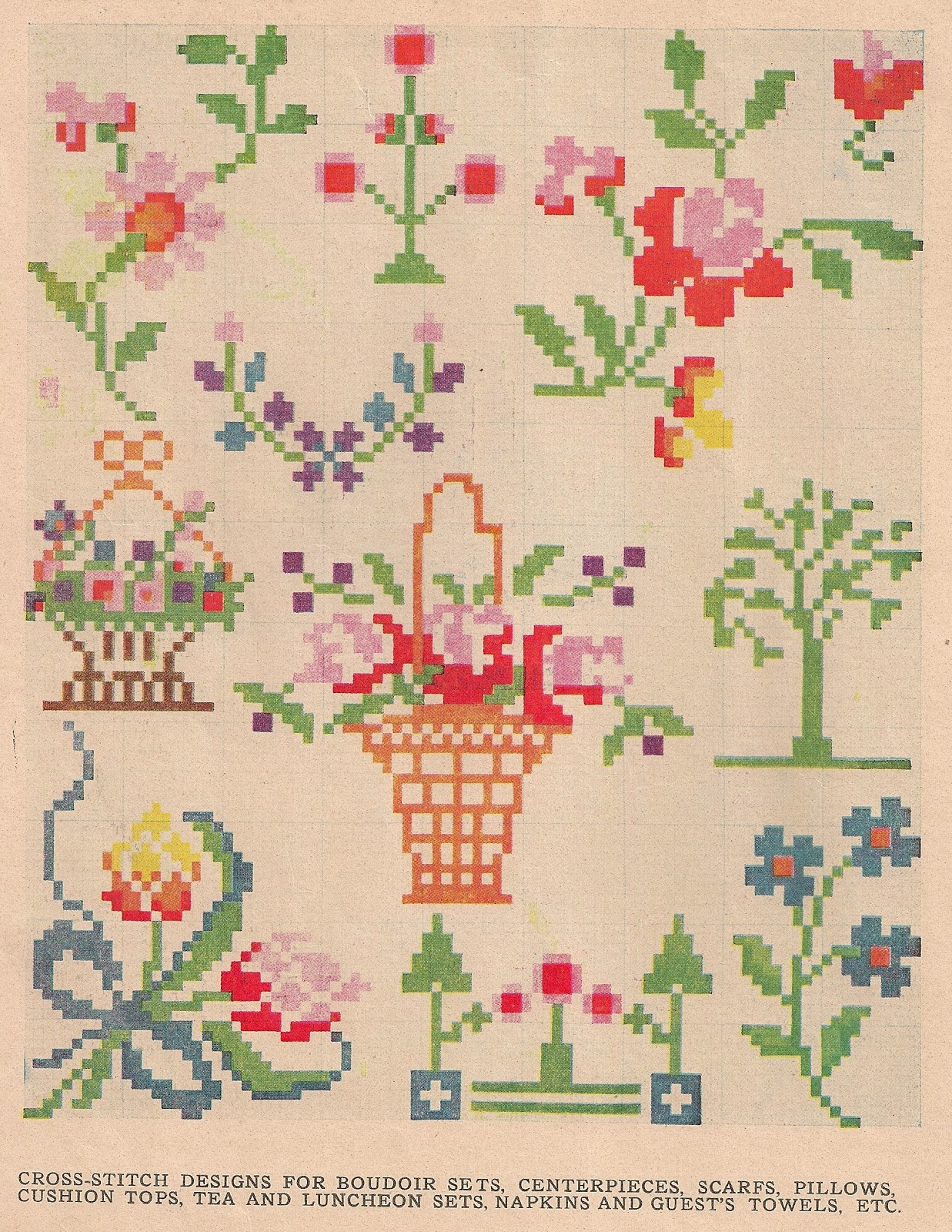 Sentimental Baby Free Vintage Colored Cross Stitch Pattern