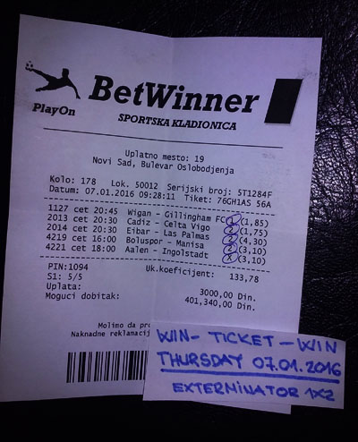 WIN TICKET FROM YESTERDAY THURSDAY 07.01.2016
