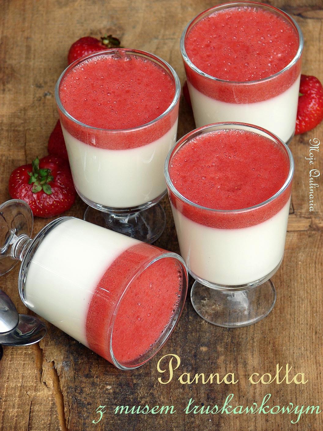 Moje Qulinaria Panna cotta z musem truskawkowym