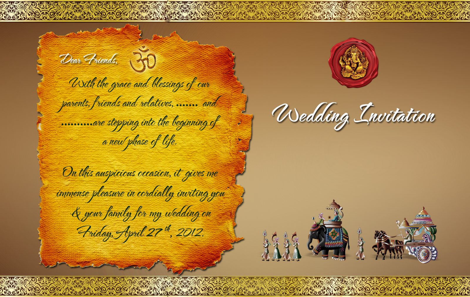 Indian Wedding Card Template with PSD