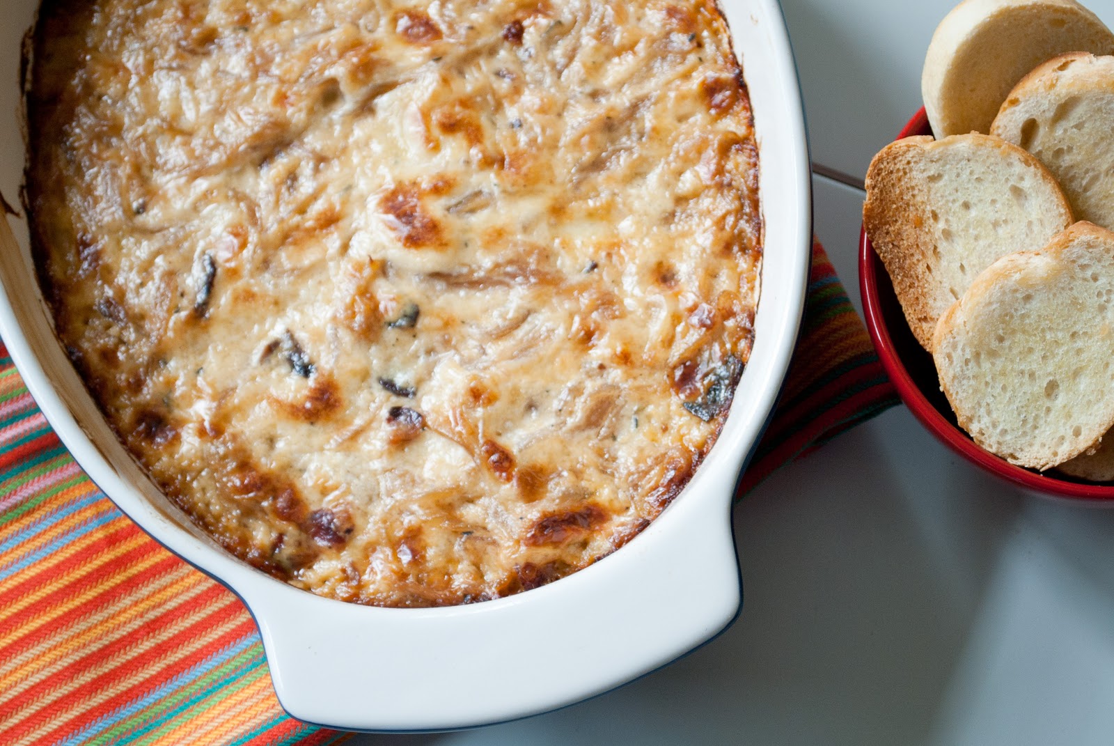 Ryan Bakes Hot Caramelized Onion Dip with Bacon and Gruyere