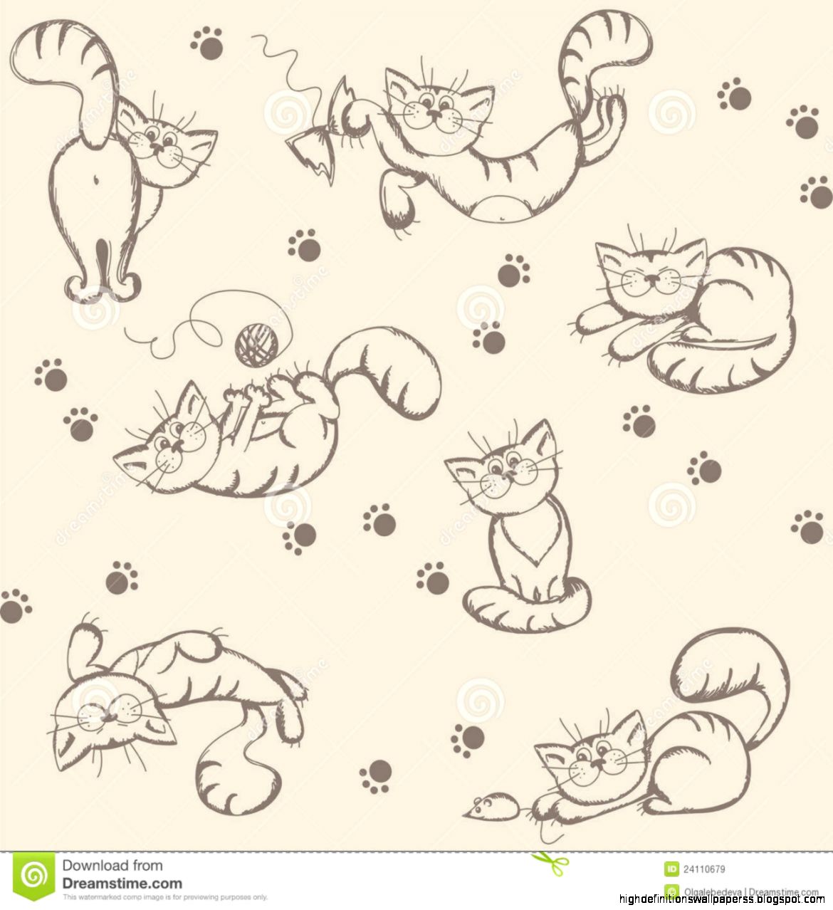 Seamless Background With Playful Cats Royalty Free Stock Images Seamless Background With Playful Cats Royalty Free Stock Images