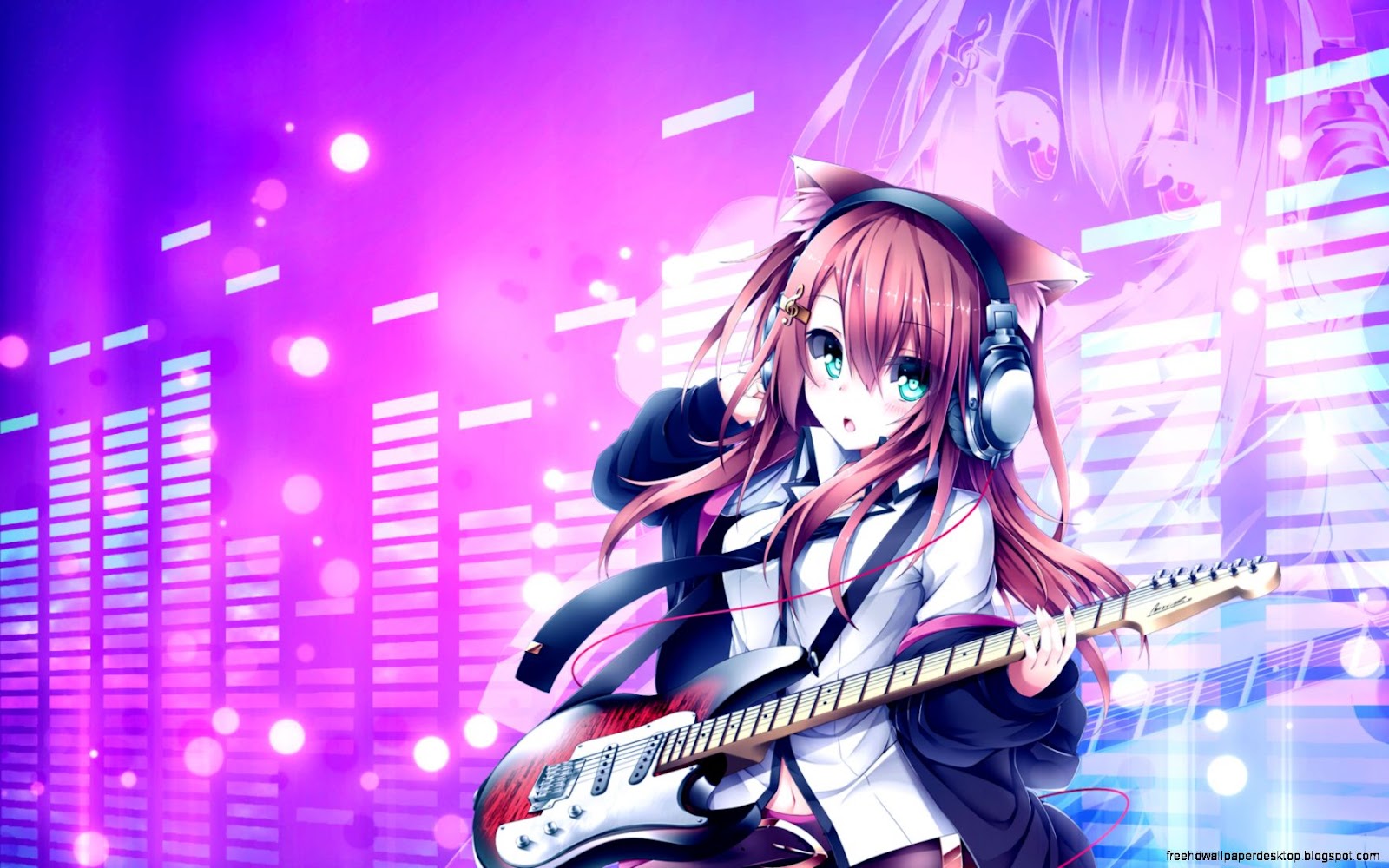 Anime Neko Cat Girl with Headphones Anime Neko Cat Girl with Headphones