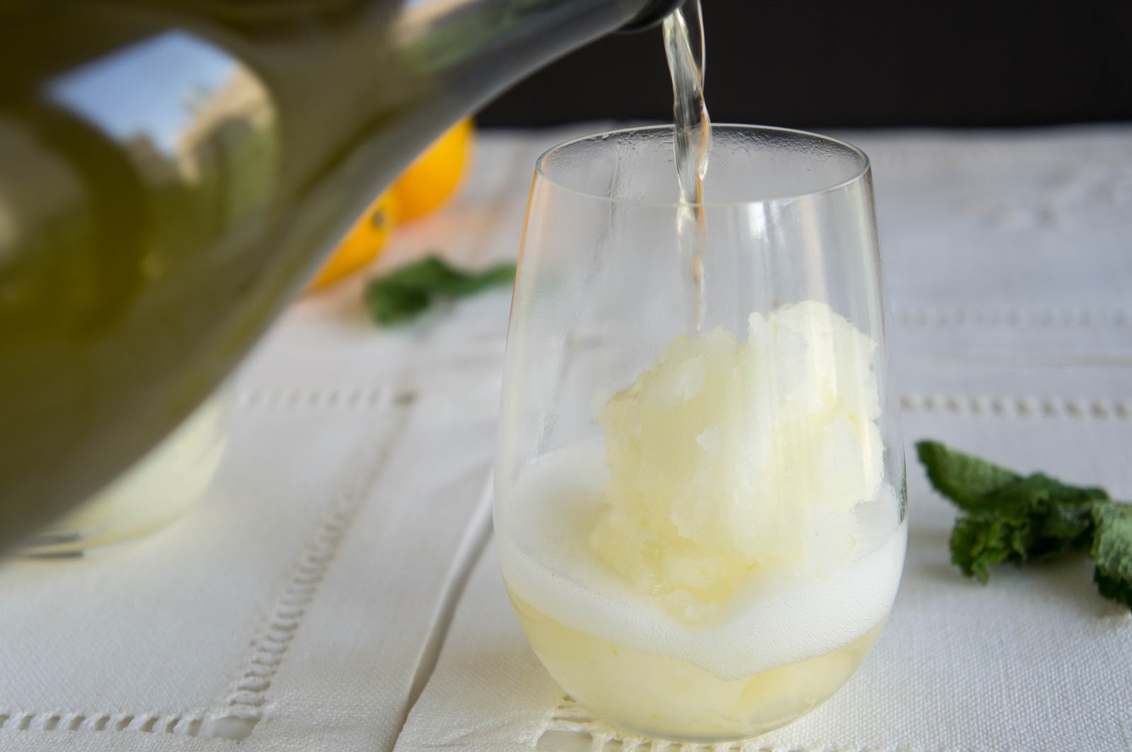 Smart Cookie Lemon Sorbet with Sparkling Wine and Mint