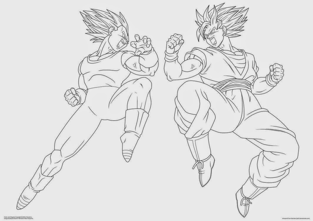 Vegeta e Goku para colorir e pintar - Imprimir Desenhos