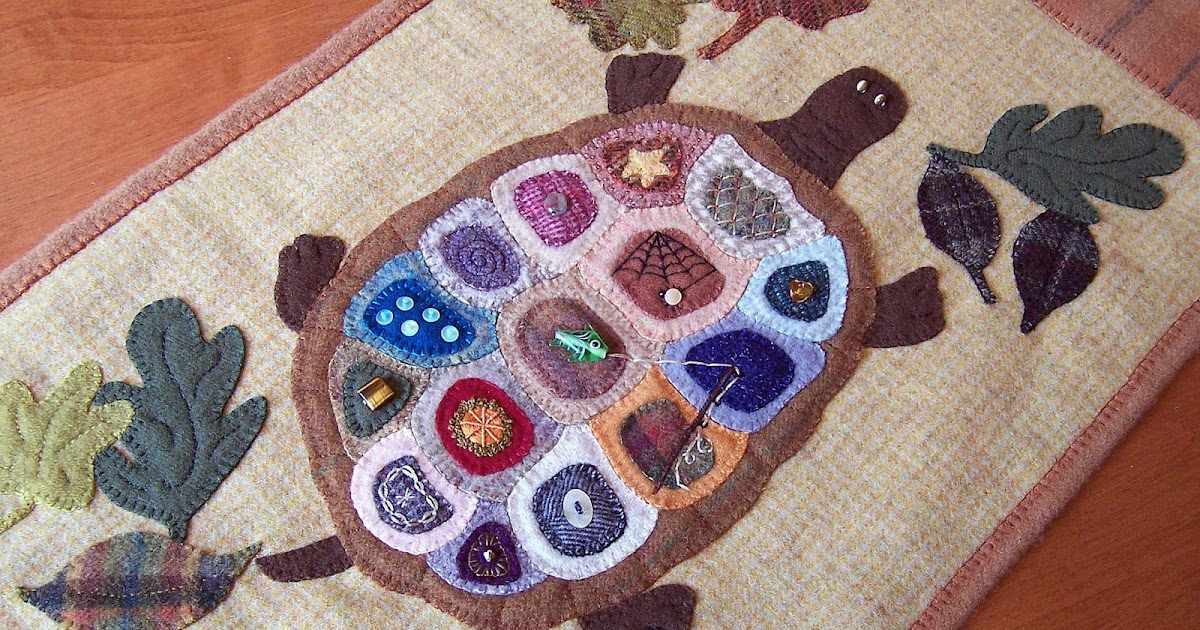 Three Sheep Studio Wool Turtle Wall Hanging...Wool Applique