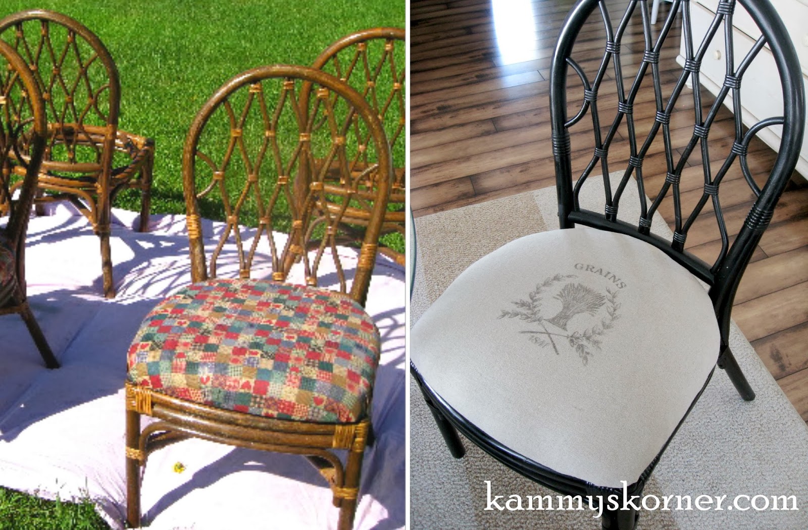 Kammy S Korner Rattan Dining Chairs Makeover Image Transfer With