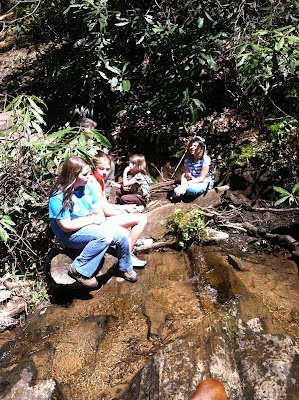 eating by the waterfall