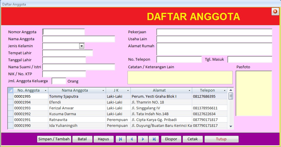 Aplikasi Koperasi Simpan Pinjam Xls Aplikasi Koperasi Simpan Pinjam Xls