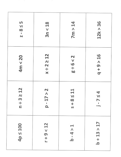 Mrs. White's 6th Grade Math Blog: SOLVING INEQUALITIES MATCHING ACTIVITY
