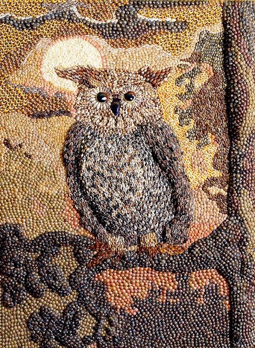 Seashell mosaic artwork