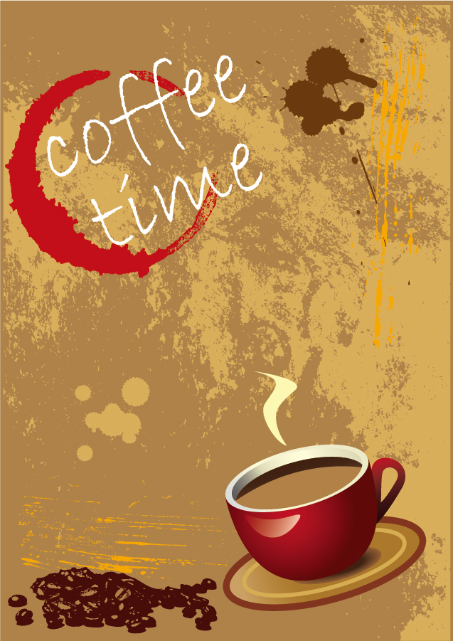 香り豊かな珈琲をテーマにした背景 aromatic coffee theme vector イラスト素材4