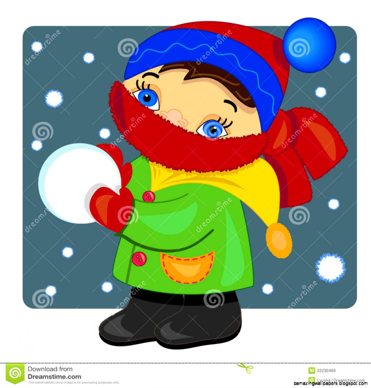Kid Playing With Snow Illustration Royalty Free Stock Images Kid Playing With Snow Illustration Royalty Free Stock Images