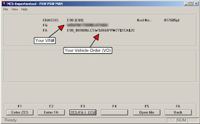 Change BMW E90 VO vehicle order 