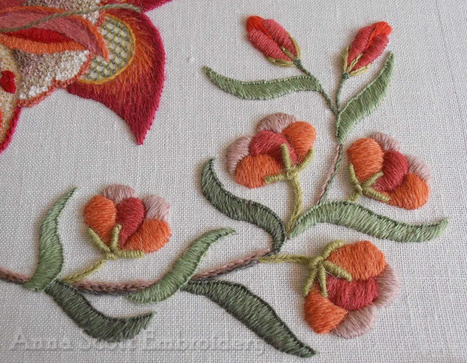 Anna Scott Crewel work WIP