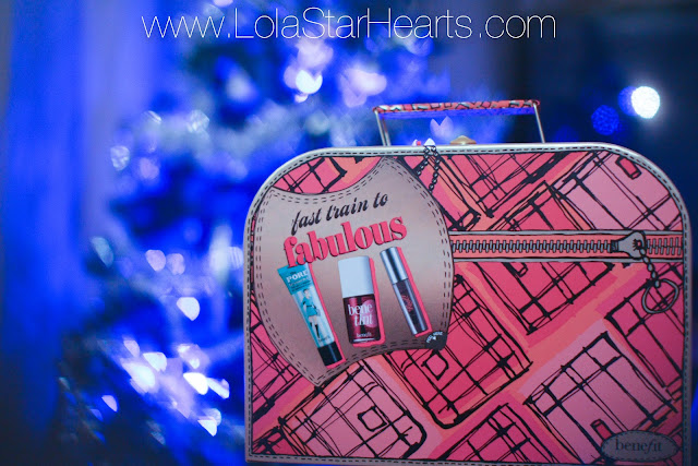 benefit cosmetics blogger christmas party #bbloggers christmas makeup sets shes so jetset fast train to fabulous review swatch photo