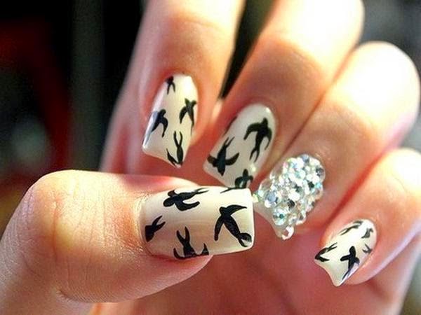 most beautiful black and white nail art designs