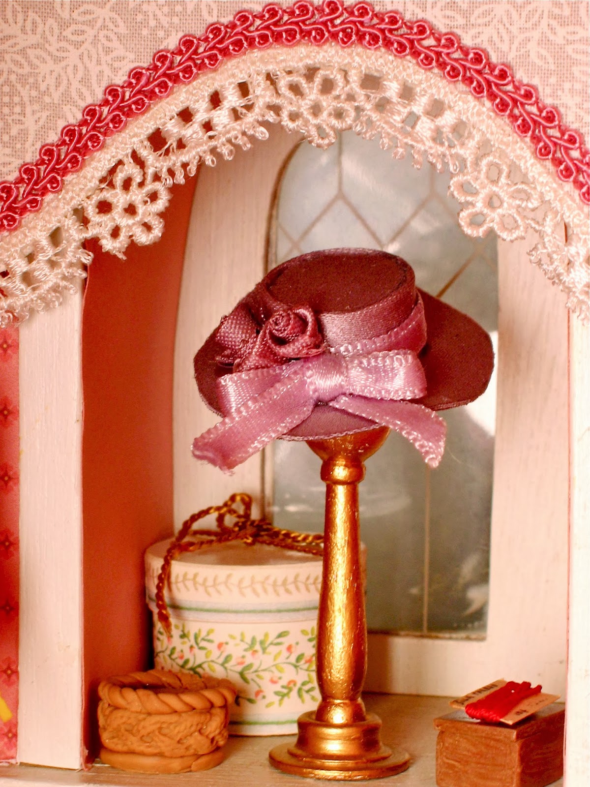 BluKatKraft Victorian Dollhouse Miniature Sewing, Sitting Room and