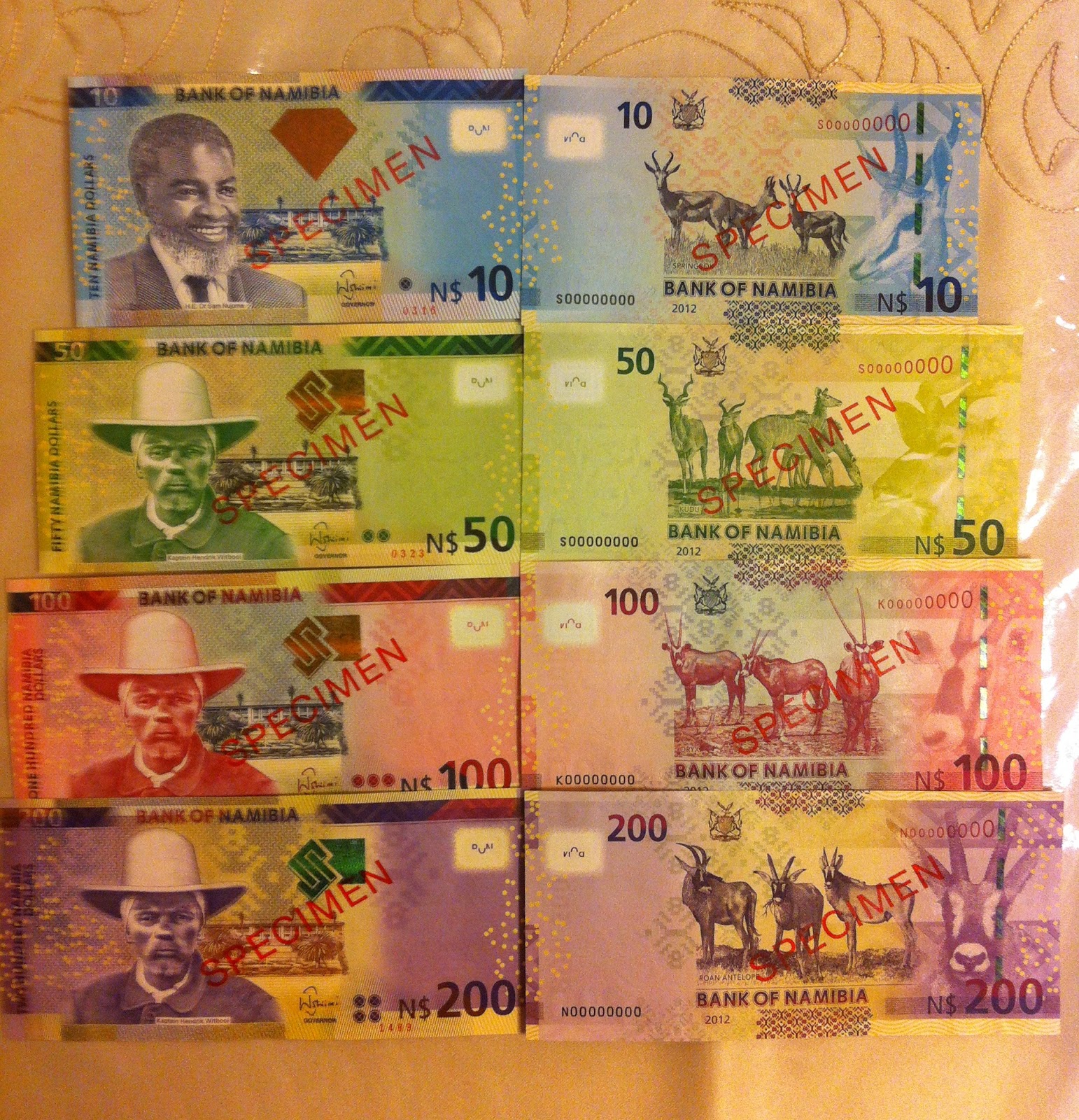 African Coins & Banknotes Namibia 2012 Specimen Banknotes UNC