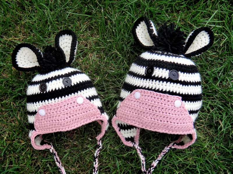 crochet zebra hat