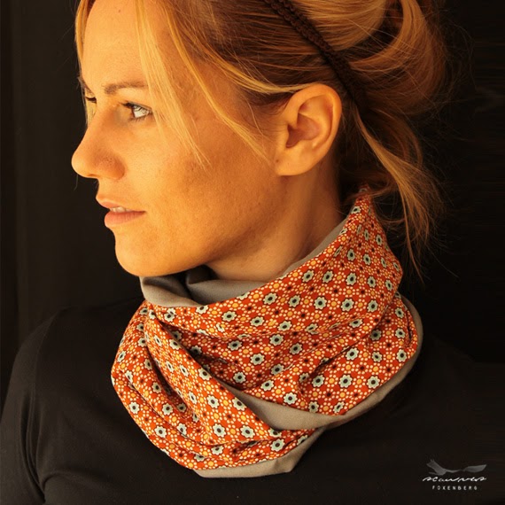 FoxenbergScarves Jersey orange floral scarf for women reversible soft