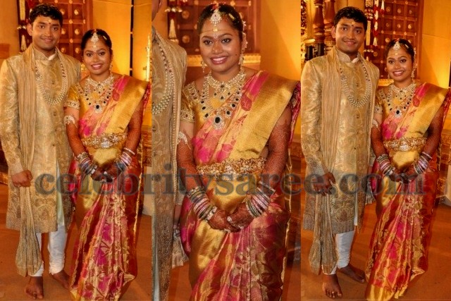 Bride Keerthi in Kanjivaram Saree