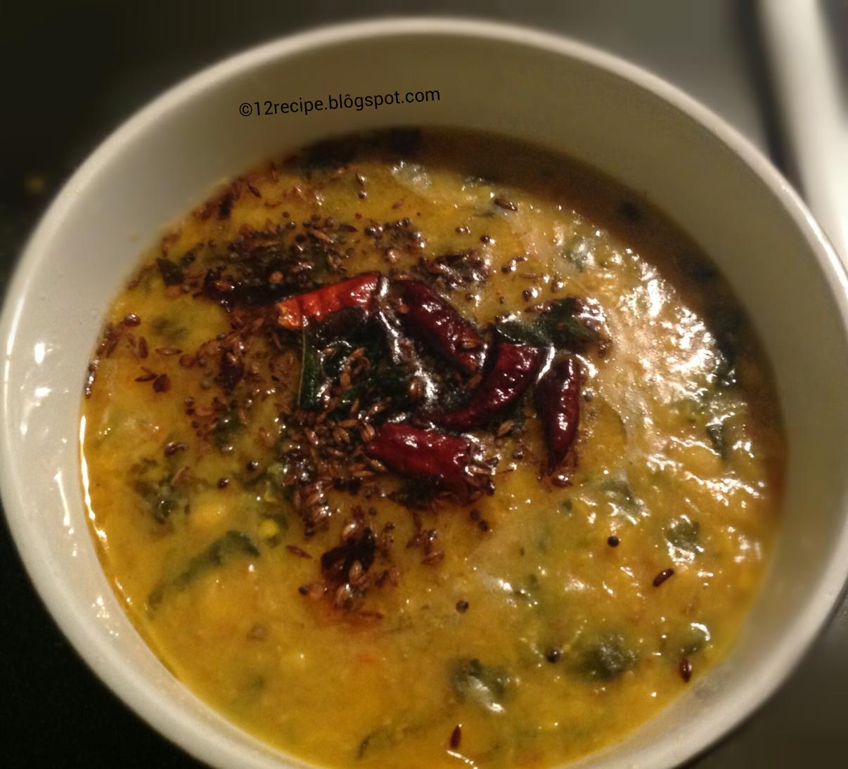 Cheera Parippu Curry / Spinach and Dal Curry Recipe Book