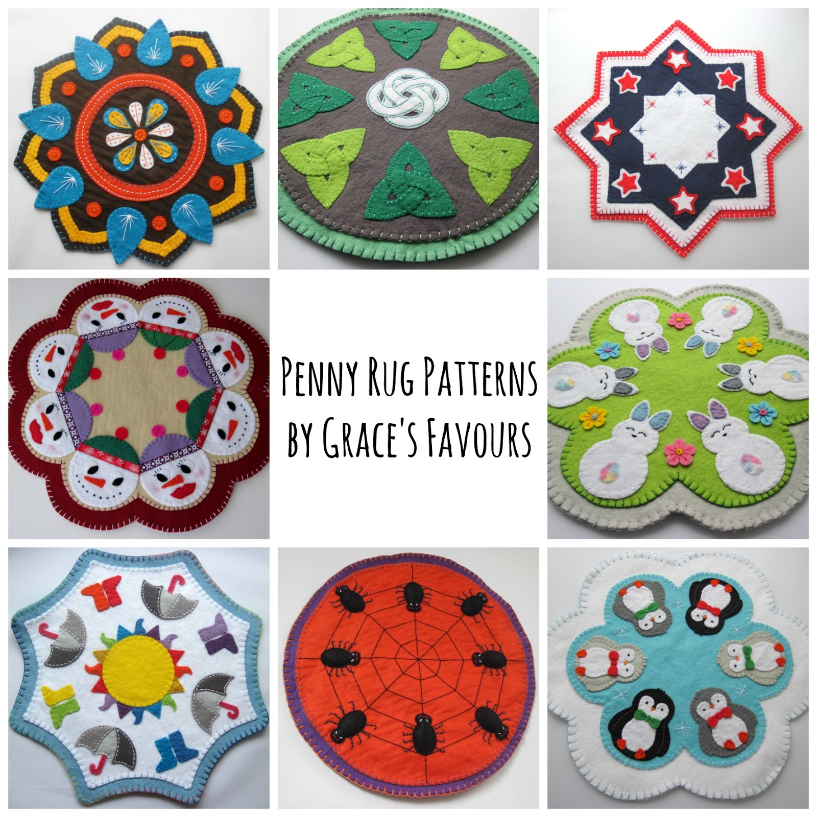 Grace's Favours Craft Adventures Felt Penny Rug Pattern for my 100th