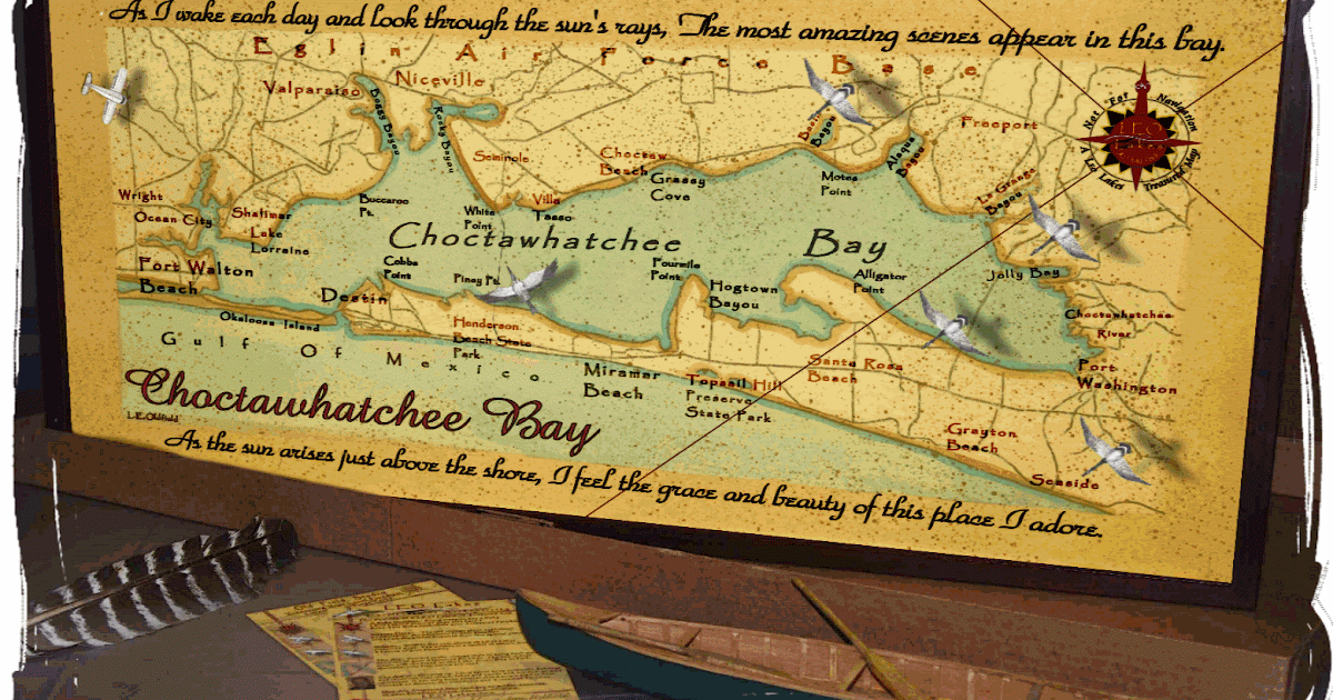 Choctawhatchee Bay Fishing Map Baitrageous: Vintage Style Maps