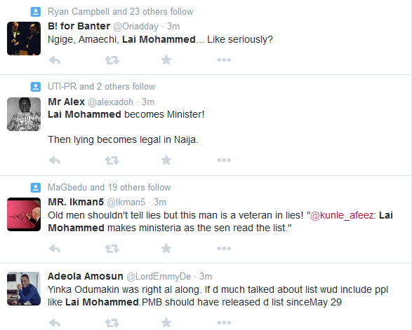 Twitter meltdown as Nigerians react to Buhari's #MinisterialList Twitter meltdown as Nigerians react to Buhari's #MinisterialList