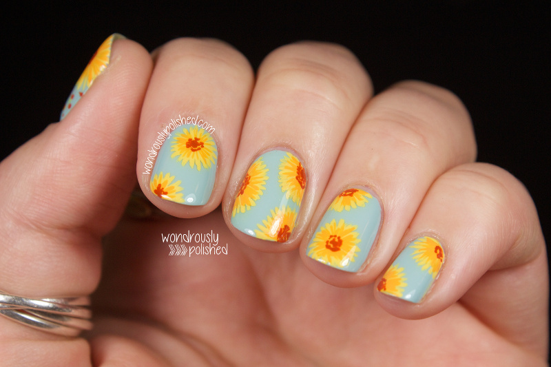 2. Sunflower Nail Art - wide 10