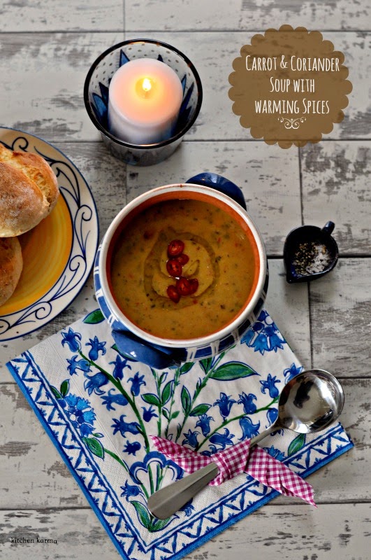 indian inspired carrot & coriander soup with spices & a splash of lactofree cream