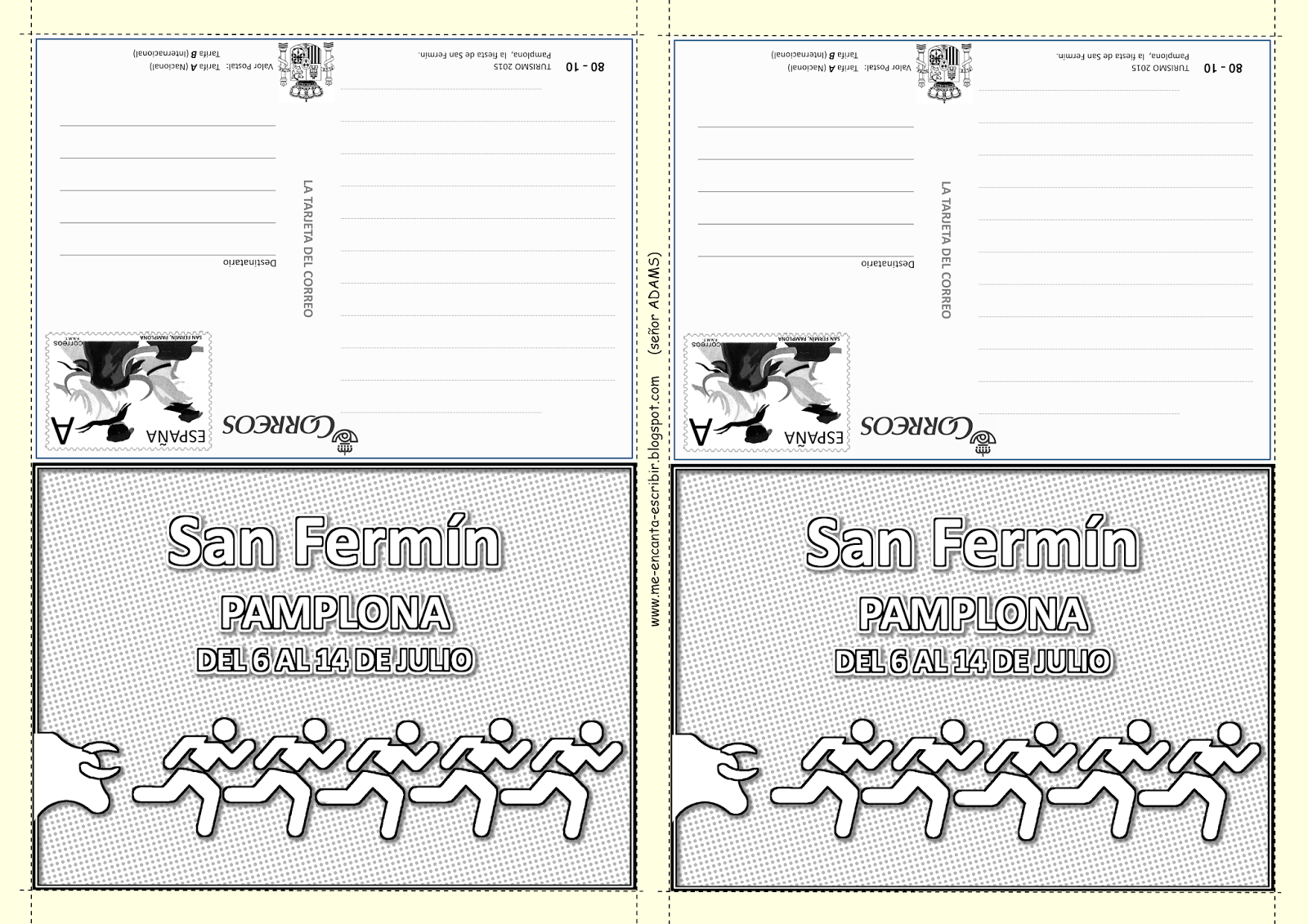 Me encanta escribir en español San Fermín, Pamplona (tarjeta postal)