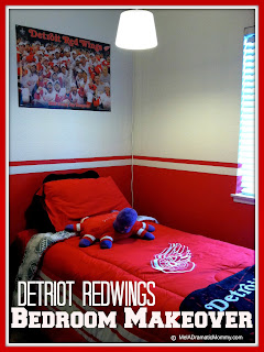 Detroit Redwings hockey bedroom makeover 