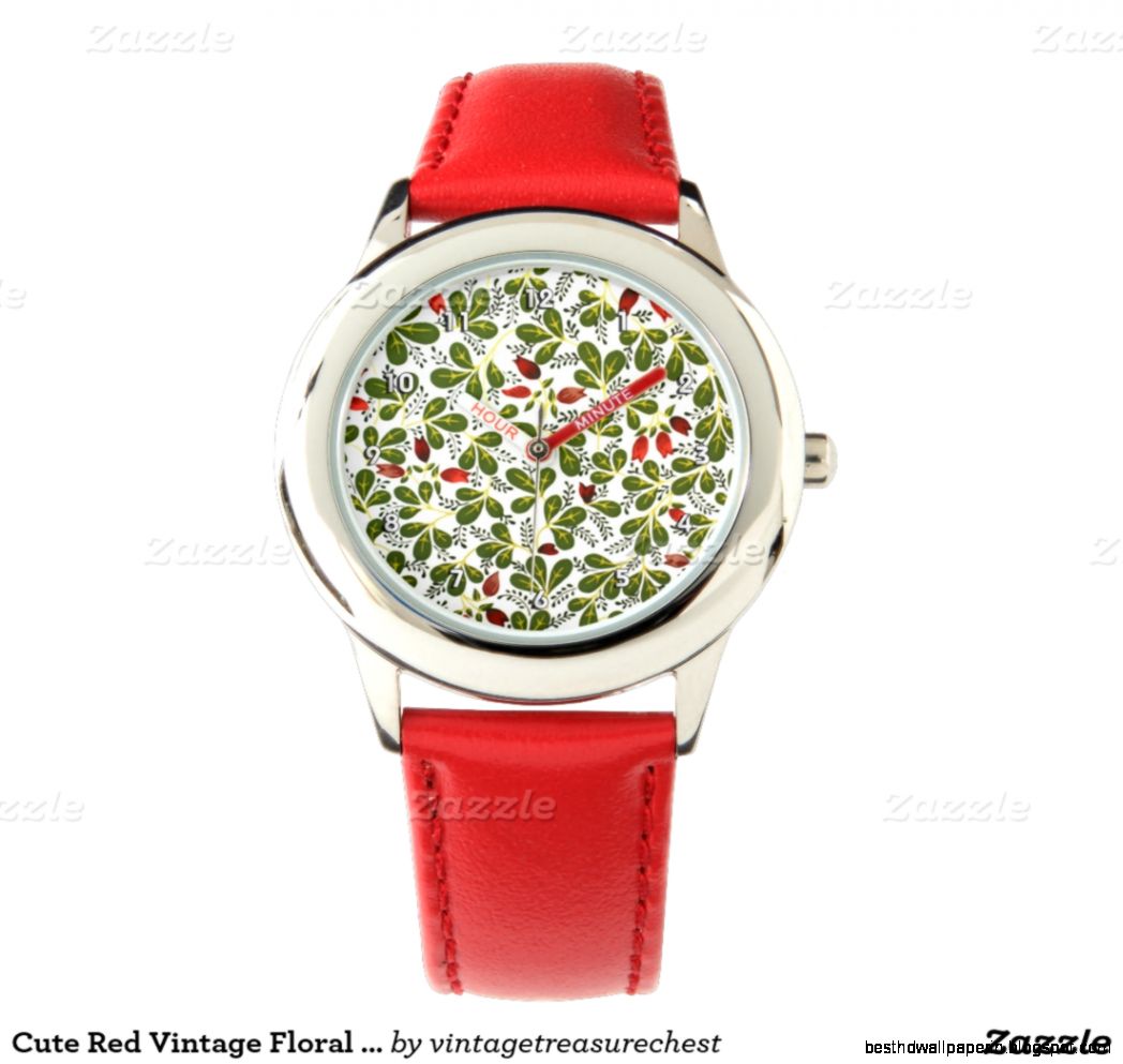 Cute Red Vintage Fl Wallpaper Pattern Wrist Watch Zazzle Cute Red Vintage Fl Wallpaper Pattern Wrist Watch Zazzle