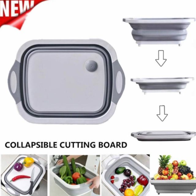 ถูกมาก ส่งฟรี Folding Cutting Board 3 in 1 กะละมังพร้อมเขียงซิลิโคน