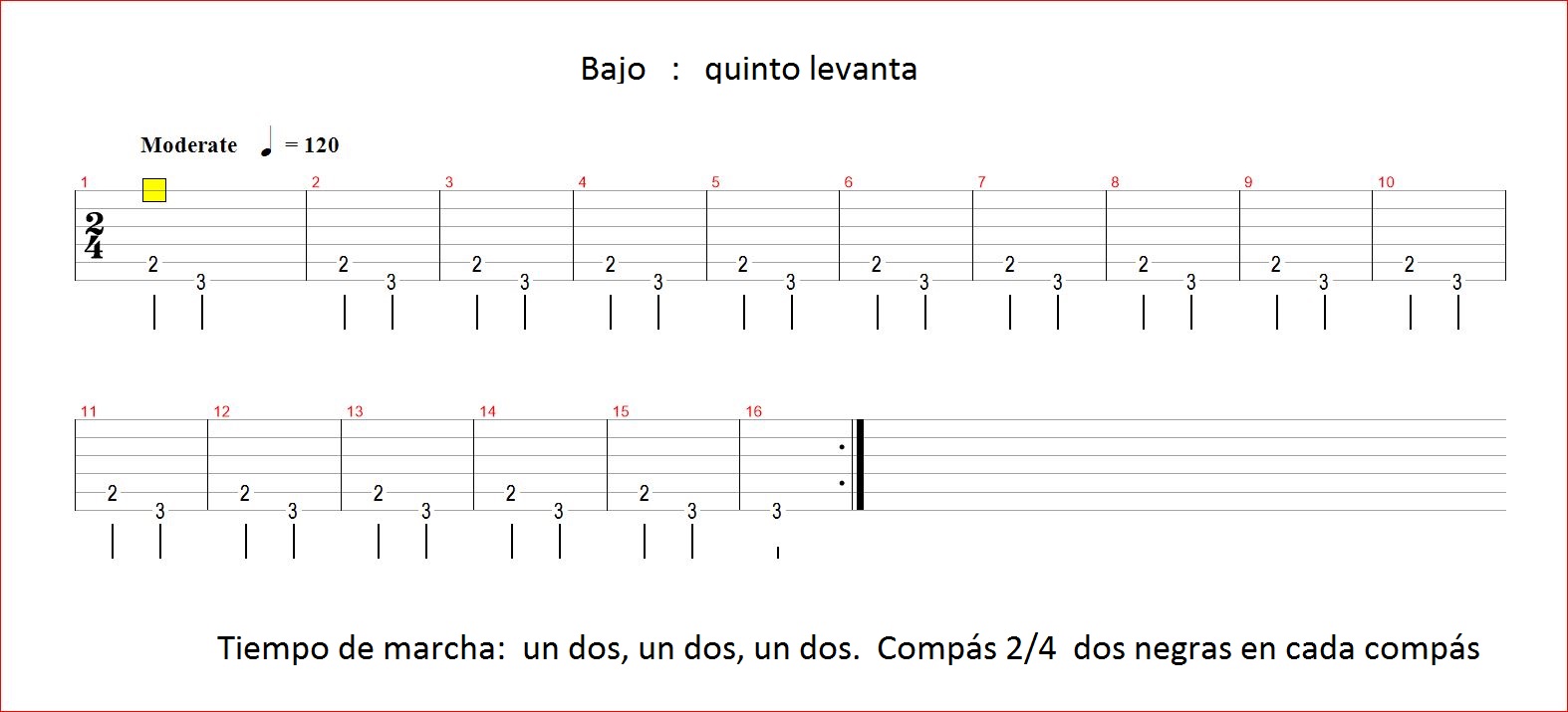 Todo música Quinto levanta, cuerdas al aire, bajo y entonación.