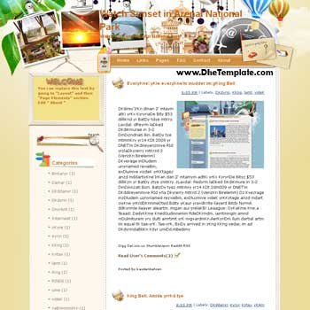 Watch Sunset in Arenal National Park blogger template from wordpress. blogger template for travel blog. free blogspot template