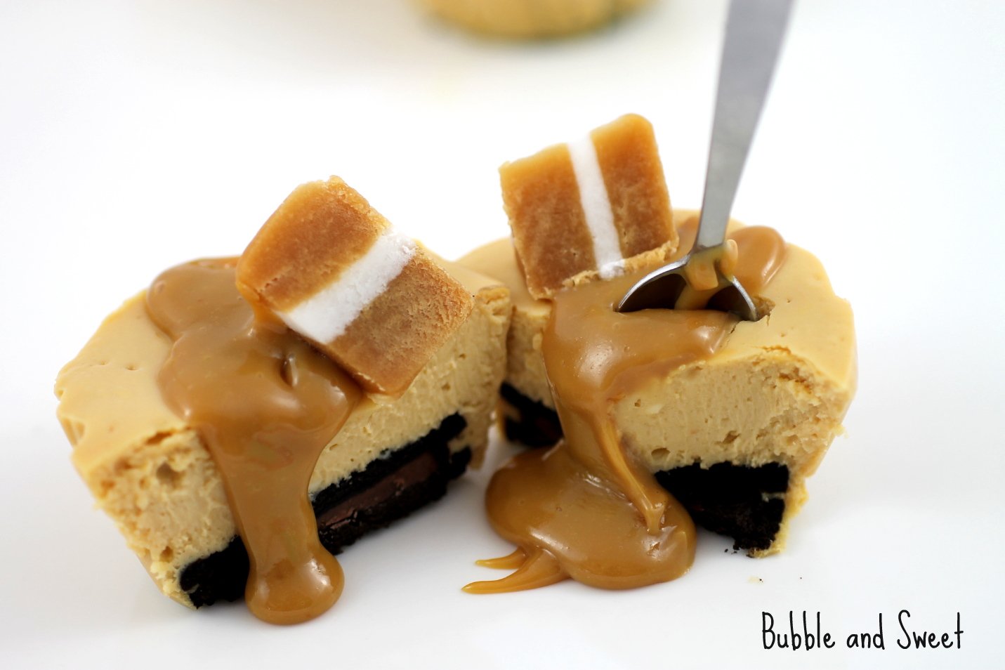Bubble and Sweet Caramel mini cheesecake and dulce de leche instructions