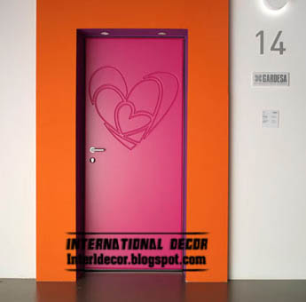 modern pink interior door design 2015, heart door panel 2015