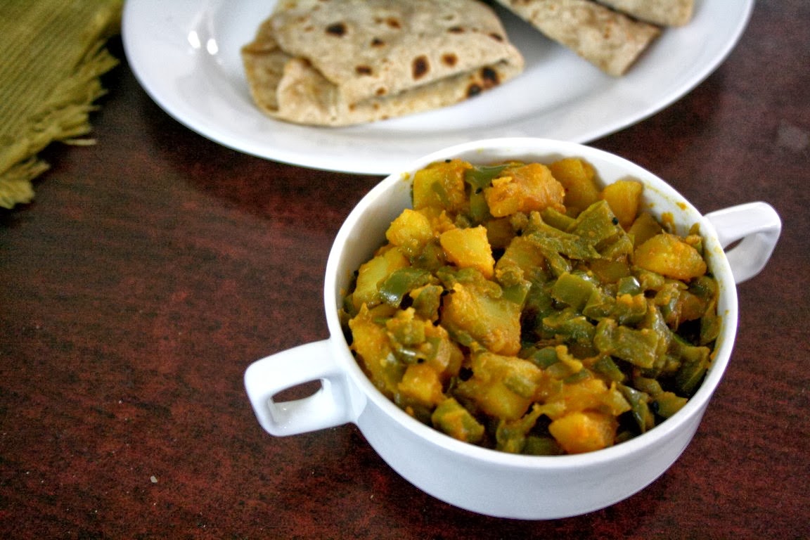 Capsicum Aloo Sabzi Capsicum Potato Curry Side Dish for Roti