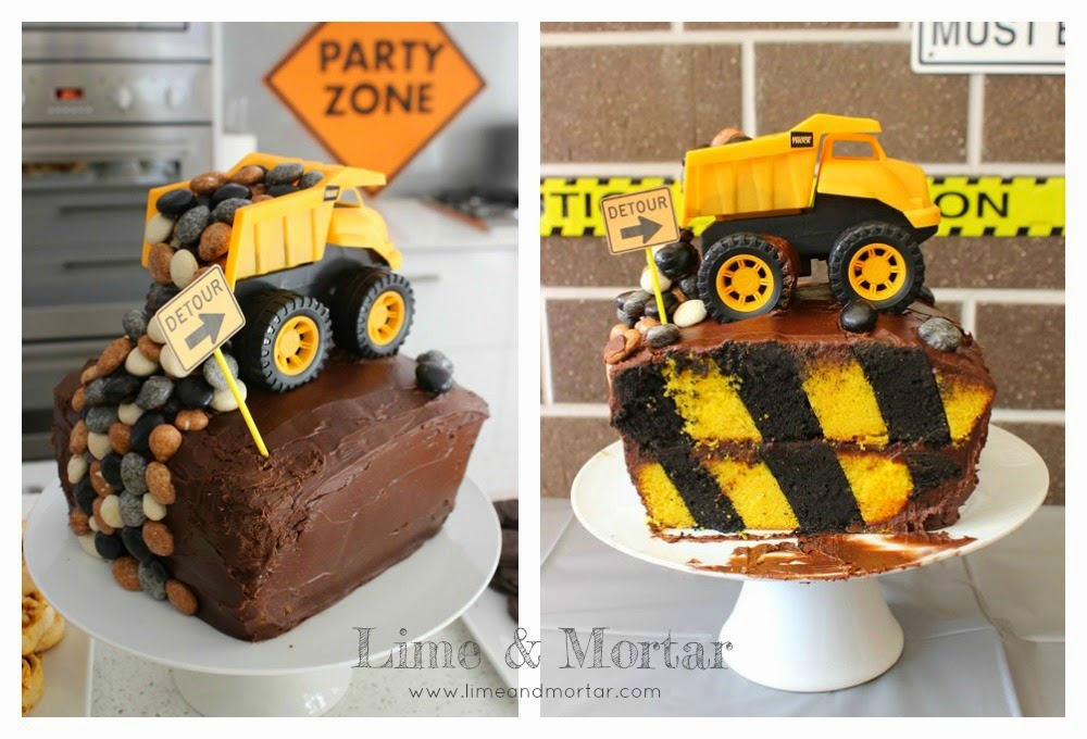 Lime & Mortar Caution Tape Cake Tutorial